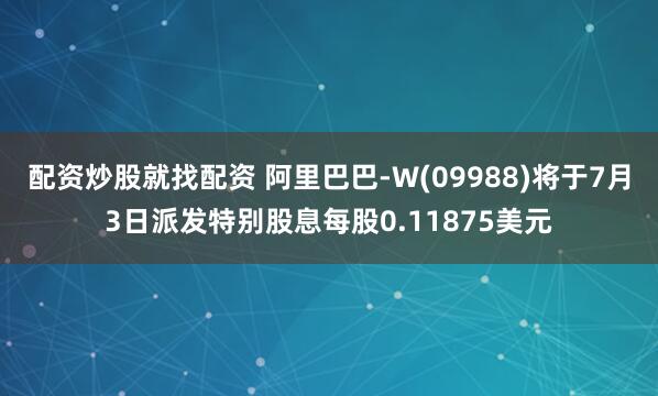 配资炒股就找配资 阿里巴巴-W(09988)将于7月3日派发特别股息每股0.11875美元