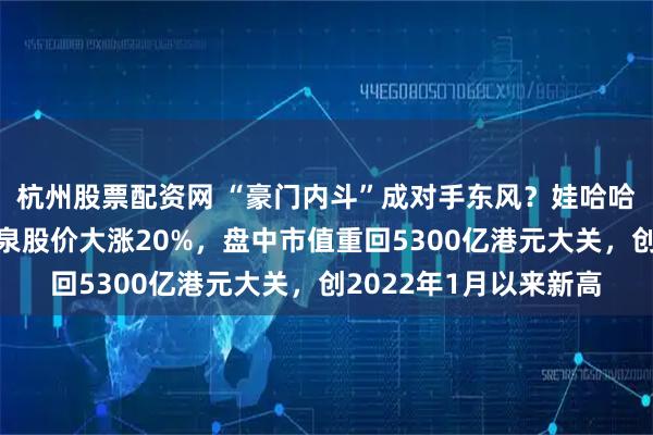 杭州股票配资网 “豪门内斗”成对手东风？娃哈哈舆情风暴以来农夫山泉股价大涨20%，盘中市值重回5300亿港元大关，创2022年1月以来新高